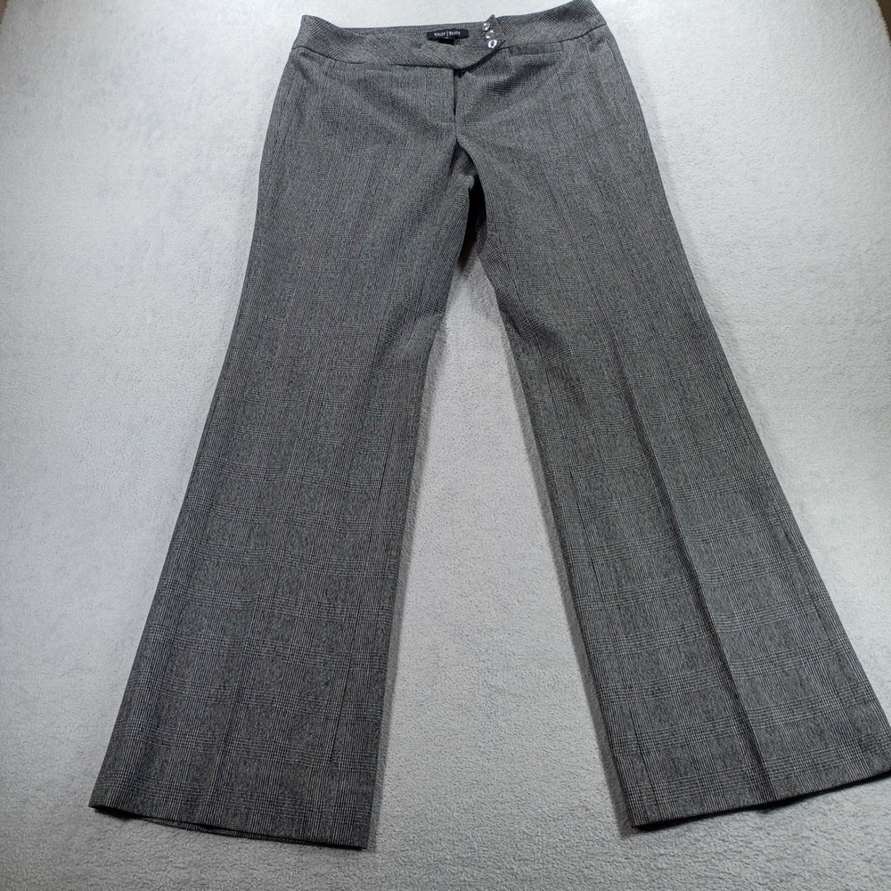 White House Black Market Women Legacy Modern Boot Plaid Grey 8R Career Pants
